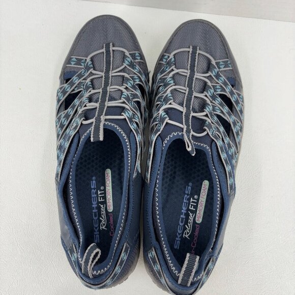 Skechers Reggae Fest Dory Fisherman Sandals Size 8 Blue Stretch Memory Foam - Picture 2 of 8